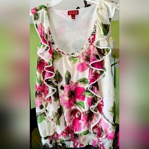 Floral Print Sleeveless Shirt